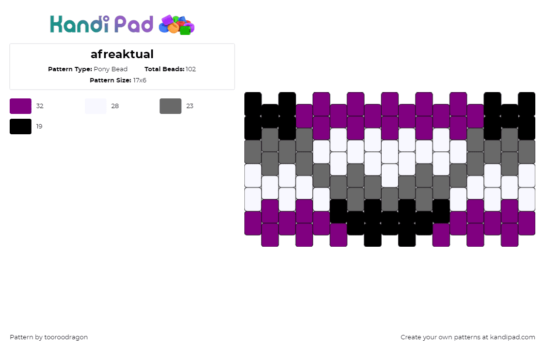 afreaktual (aegosexual) - Pony Bead Pattern by tooroodragon on Kandi Pad - aegosexual,pride,cuff,community,purple,gray