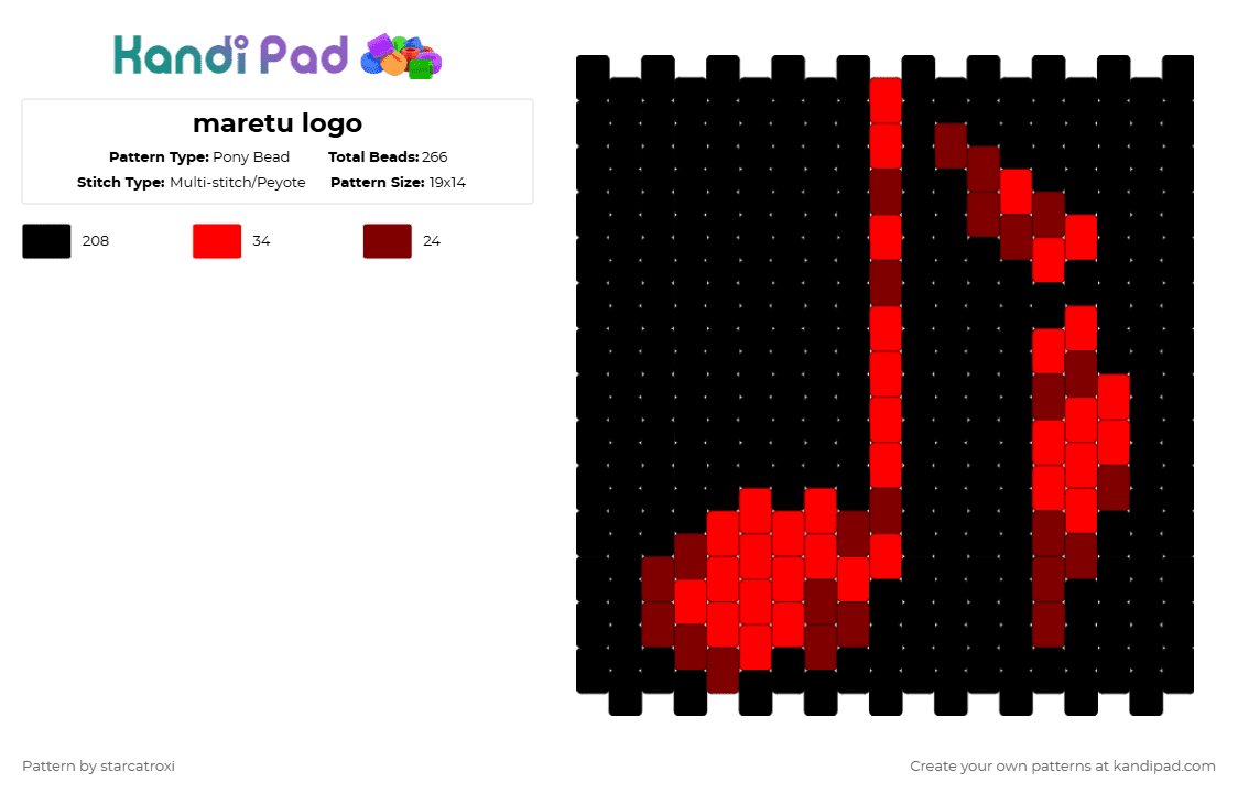 maretu logo - Pony Bead Pattern by raccokat on Kandi Pad - black,red,brown,maretu,vocaloid,music,peak