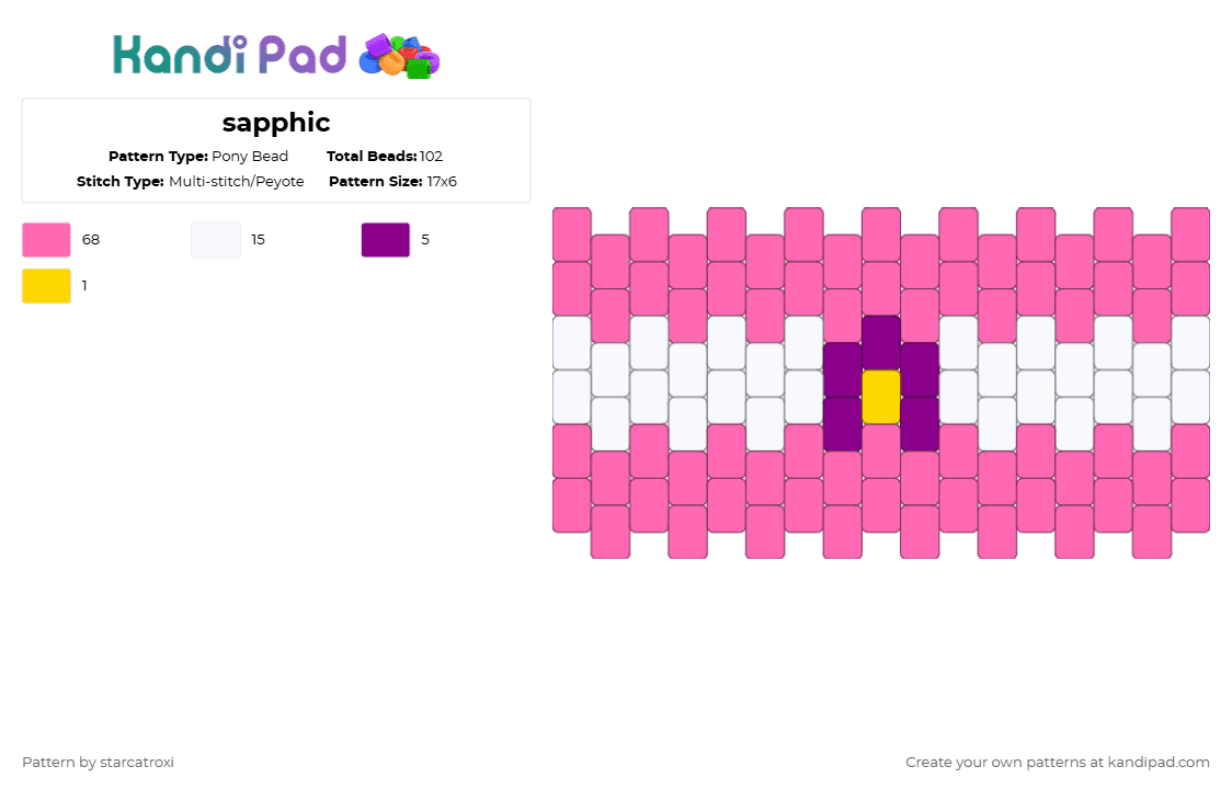 sapphic - Pony Bead Pattern by raccokat on Kandi Pad - pink