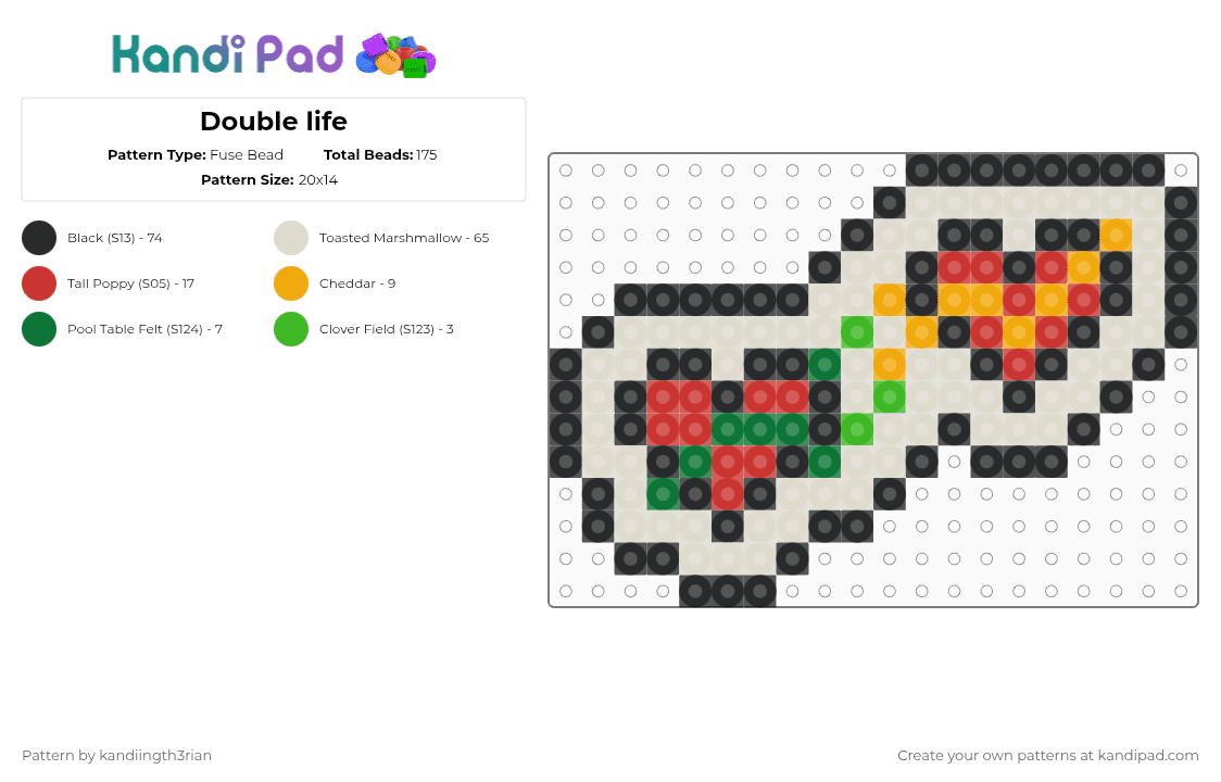 Double life - Fuse Bead Pattern by kandiingth3rian on Kandi Pad - beige