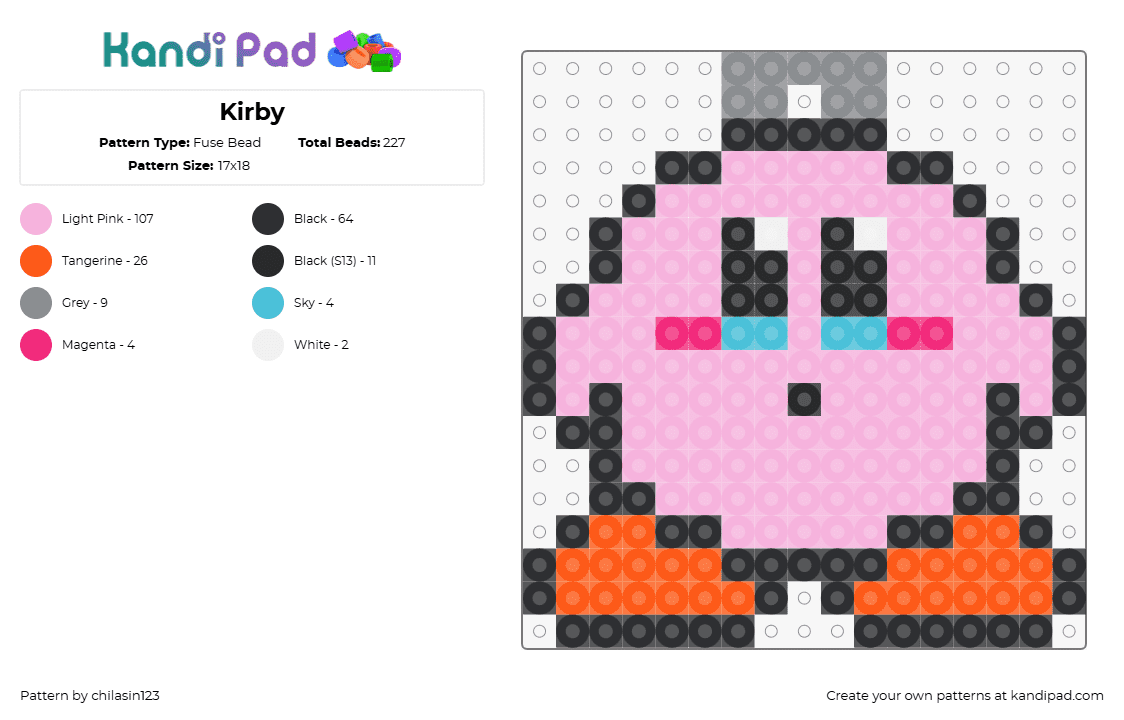 Kirby - Fuse Bead Pattern by chilasin123 on Kandi Pad - kirby,ornament,nintendo,character,holiday,pink,orange