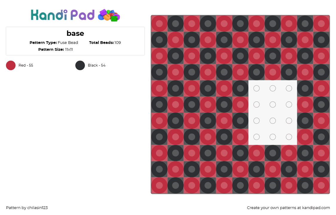 base - Fuse Bead Pattern by chilasin123 on Kandi Pad - checkered,base,simple,red,black