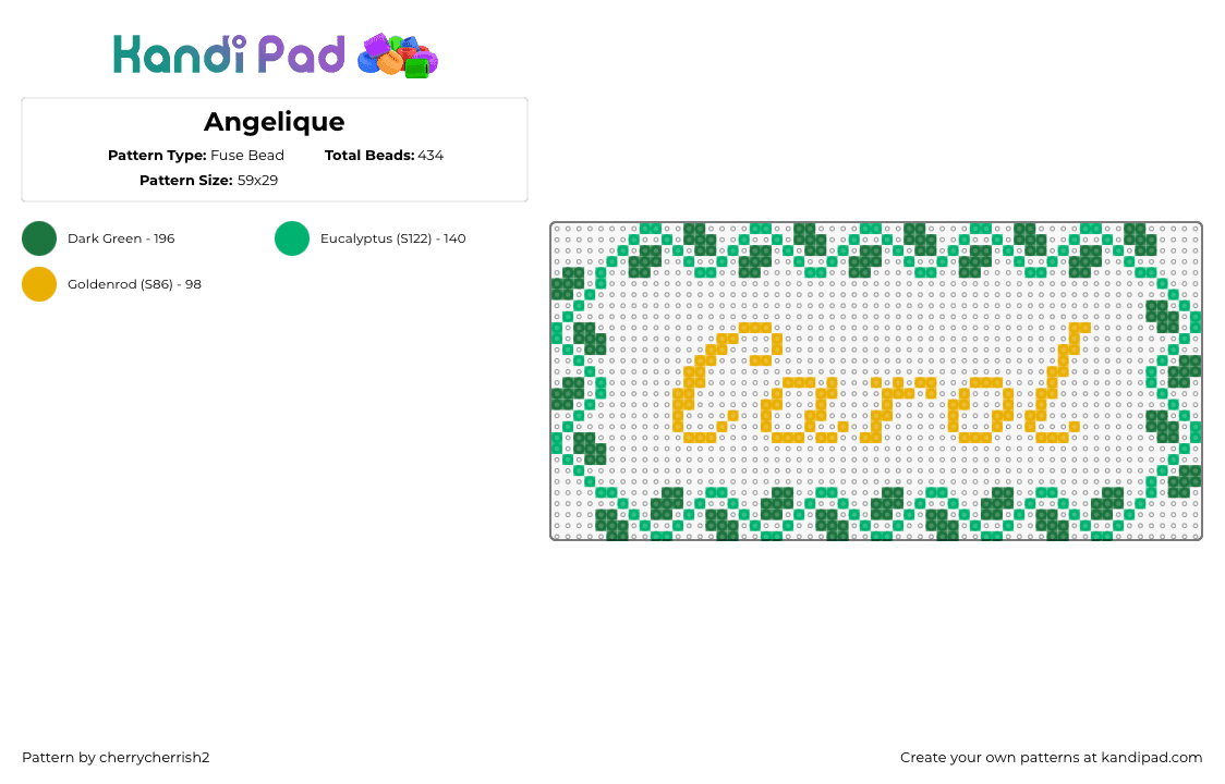 Angelique - Fuse Bead Pattern by cherrycherrish2 on Kandi Pad - carol,name,sign,text,cursive,border,yellow,green