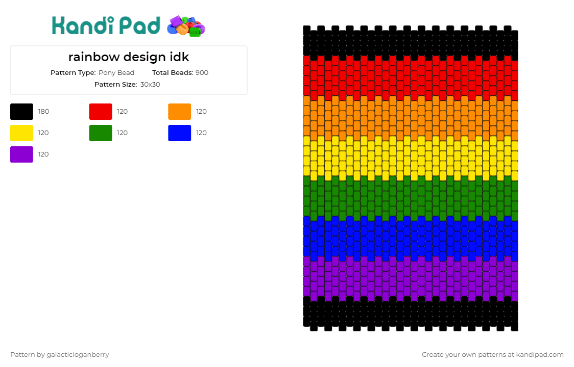 rainbow design idk - Pony Bead Pattern by galacticloganberry on Kandi Pad - rainbow,panel