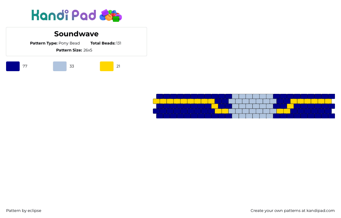 Soundwave - Pony Bead Pattern by eclipse on Kandi Pad - soundwave,transformers,cuff,robot,movie,tv show,blue,yellow