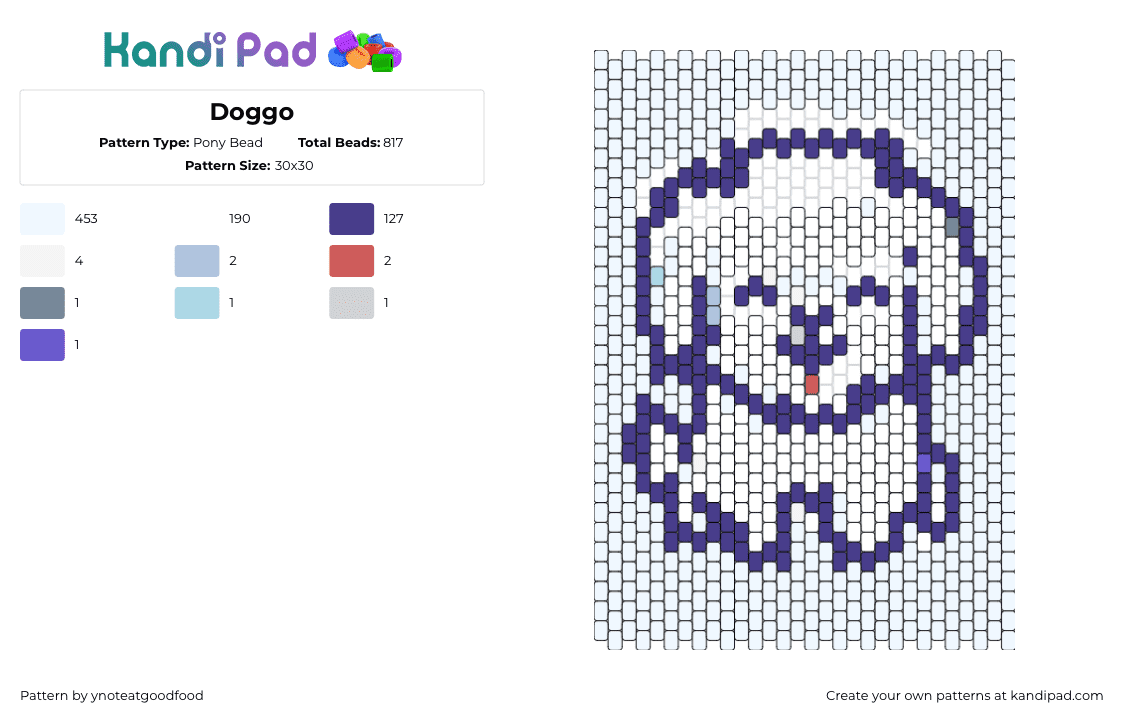 Doggo - Pony Bead Pattern by ynoteatgoodfood on Kandi Pad - dog,puppy,animal,cute,outline,white,blue