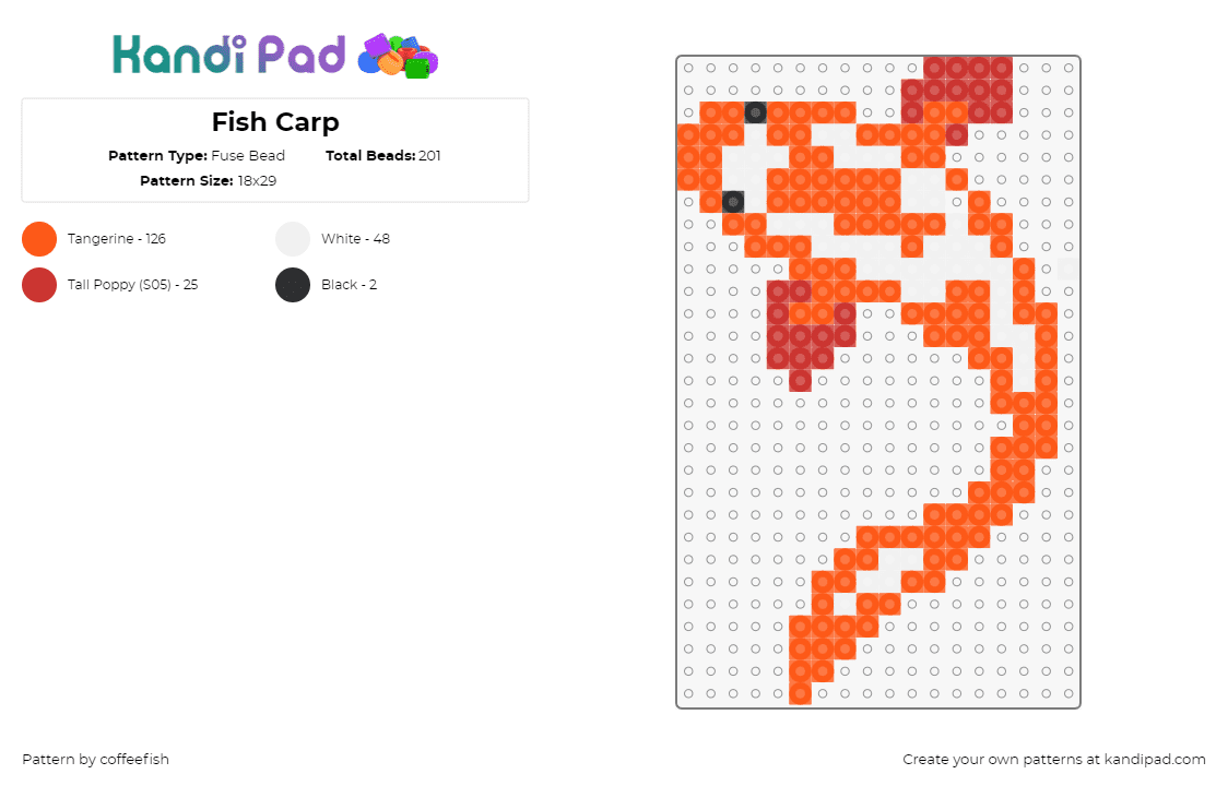 Fish Carp - Fuse Bead Pattern by coffeefish on Kandi Pad - carp,koi,fish,animal,orange