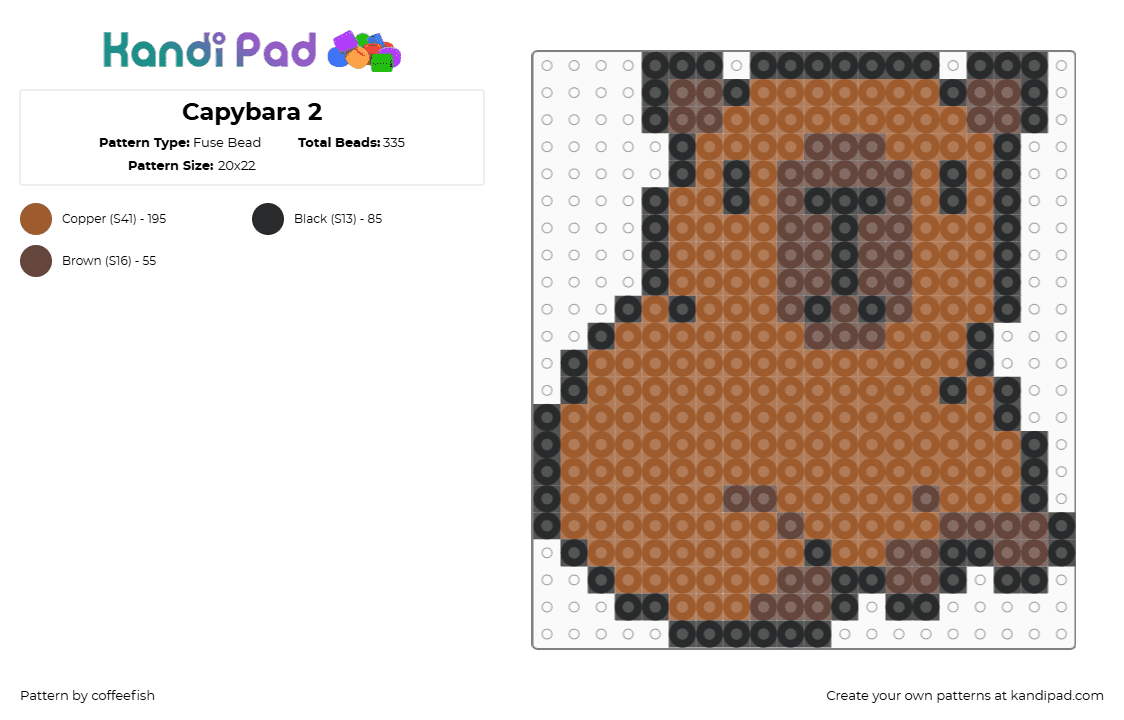 Capybara 2 - Fuse Bead Pattern by coffeefish on Kandi Pad - capybara,animal,cute,tan,brown