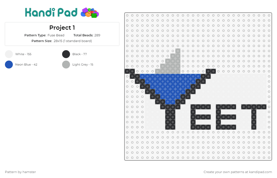 Project 1 - Fuse Bead Pattern by hamster on Kandi Pad - yeet