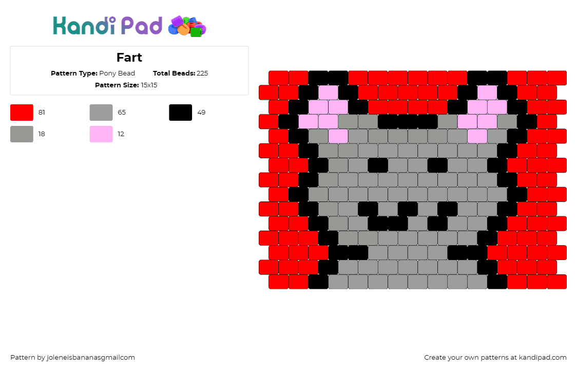 Fart - Pony Bead Pattern by joleneisbananasgmailcom on Kandi Pad - mouse,animal,panel