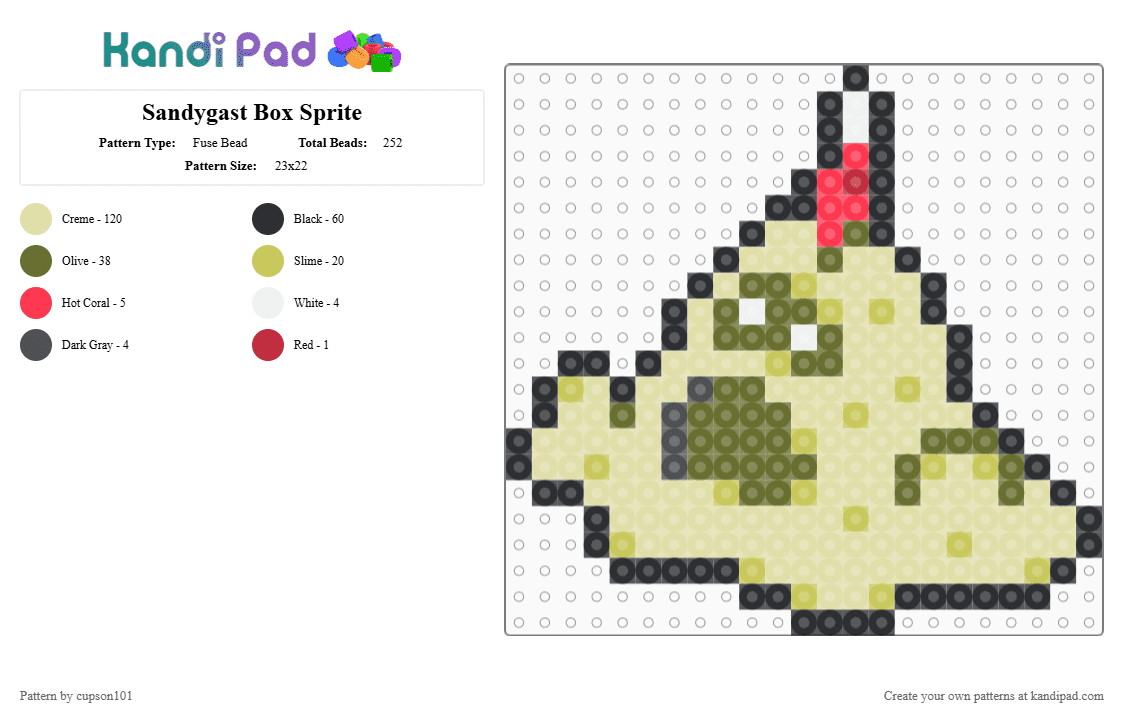 Sandygast Box Sprite - Fuse Bead Pattern by cupson101 on Kandi Pad - gold, yellow