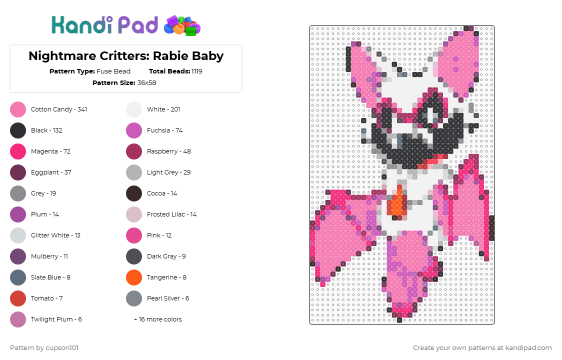 Nightmare Critters: Rabie Baby - Fuse Bead Pattern by cupson101 on Kandi Pad - 