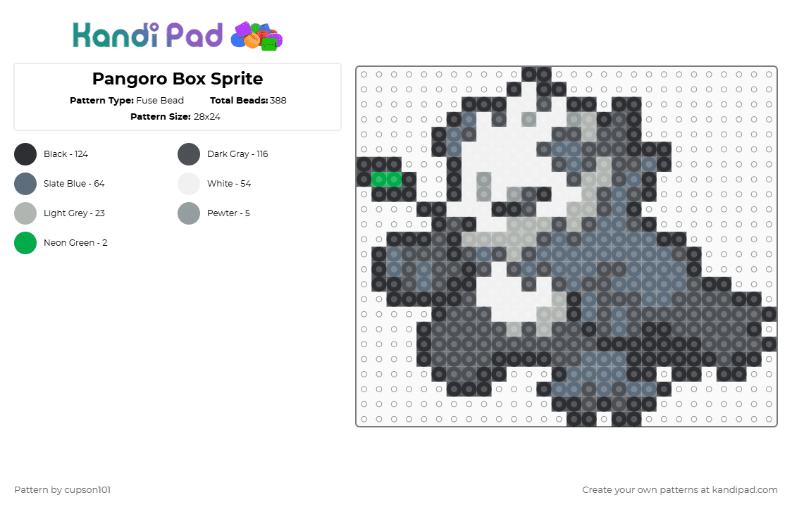 Pangoro Box Sprite - Fuse Bead Pattern by cupson101 on Kandi Pad - gray