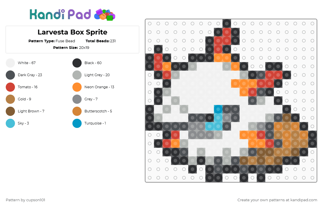 Larvesta Box Sprite - Fuse Bead Pattern by cupson101 on Kandi Pad - 