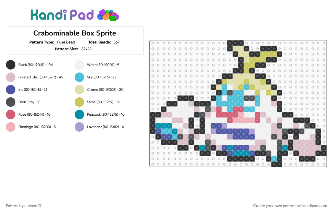 Crabominable Box Sprite - Fuse Bead Pattern by cupson101 on Kandi Pad - beige, colorful, light blue
