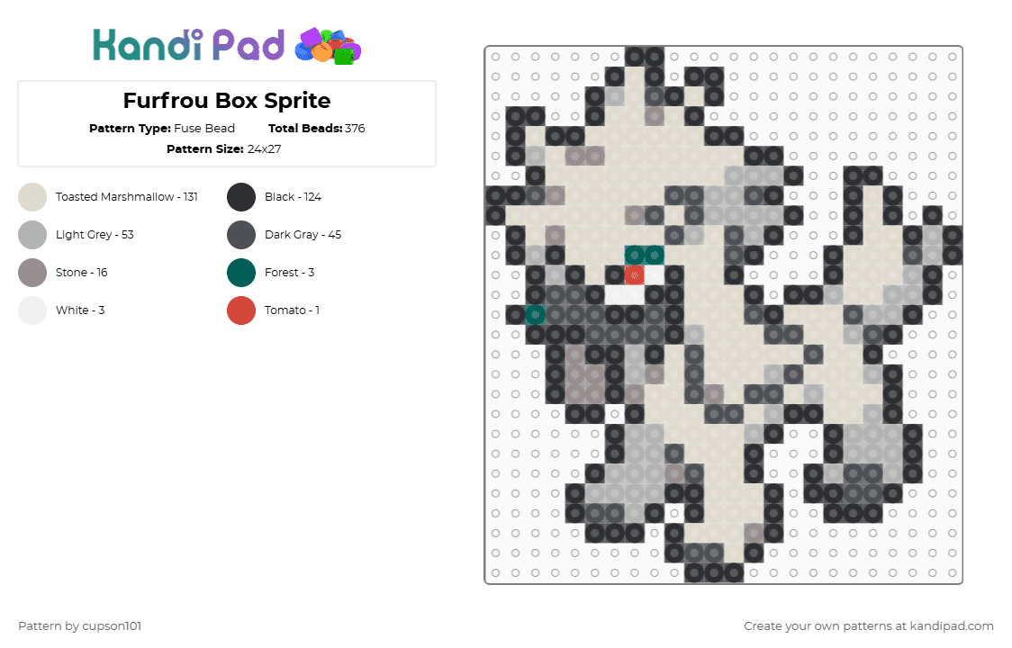 Furfrou Box Sprite - Fuse Bead Pattern by cupson101 on Kandi Pad - beige
