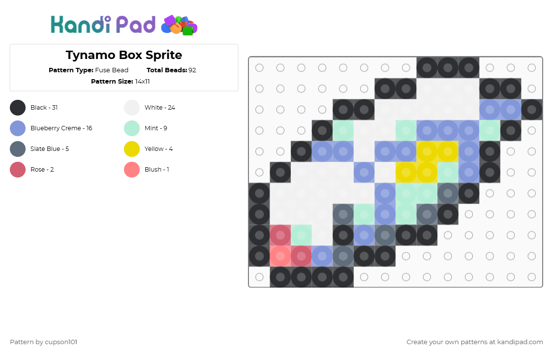 Tynamo Box Sprite - Fuse Bead Pattern by cupson101 on Kandi Pad - light blue