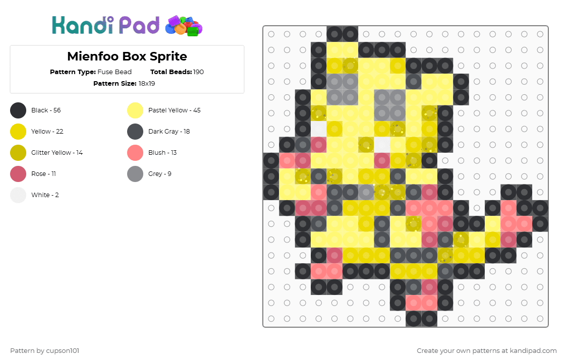 Mienfoo Box Sprite - Fuse Bead Pattern by cupson101 on Kandi Pad - yellow