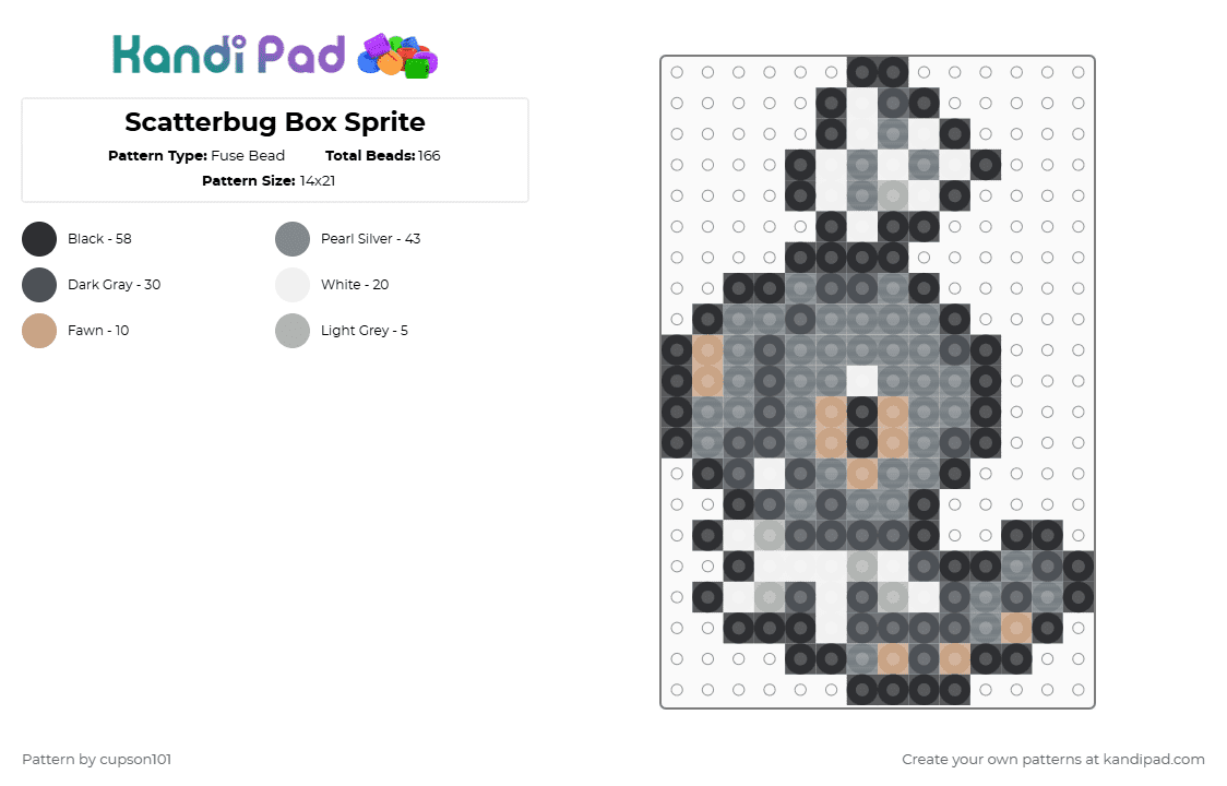 Scatterbug Box Sprite - Fuse Bead Pattern by cupson101 on Kandi Pad - gray