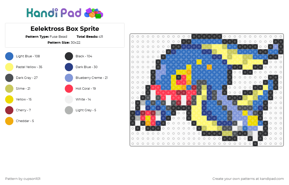Eelektross Box Sprite - Fuse Bead Pattern by cupson101 on Kandi Pad - yellow,blue