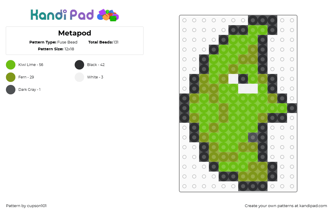 Metapod - Fuse Bead Pattern by cupson101 on Kandi Pad - gold,green