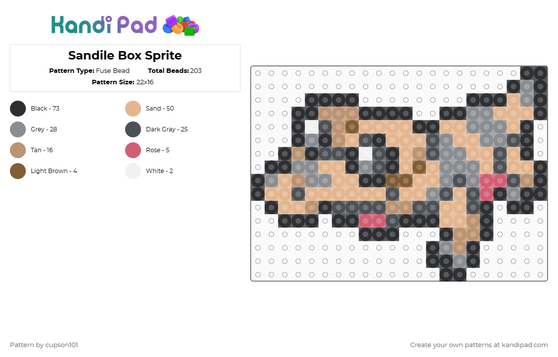 Sandile Box Sprite - Fuse Bead Pattern by cupson101 on Kandi Pad - gray,beige