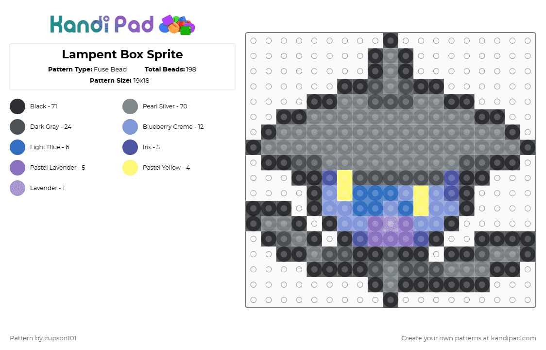 Lampent Box Sprite - Fuse Bead Pattern by cupson101 on Kandi Pad - gray