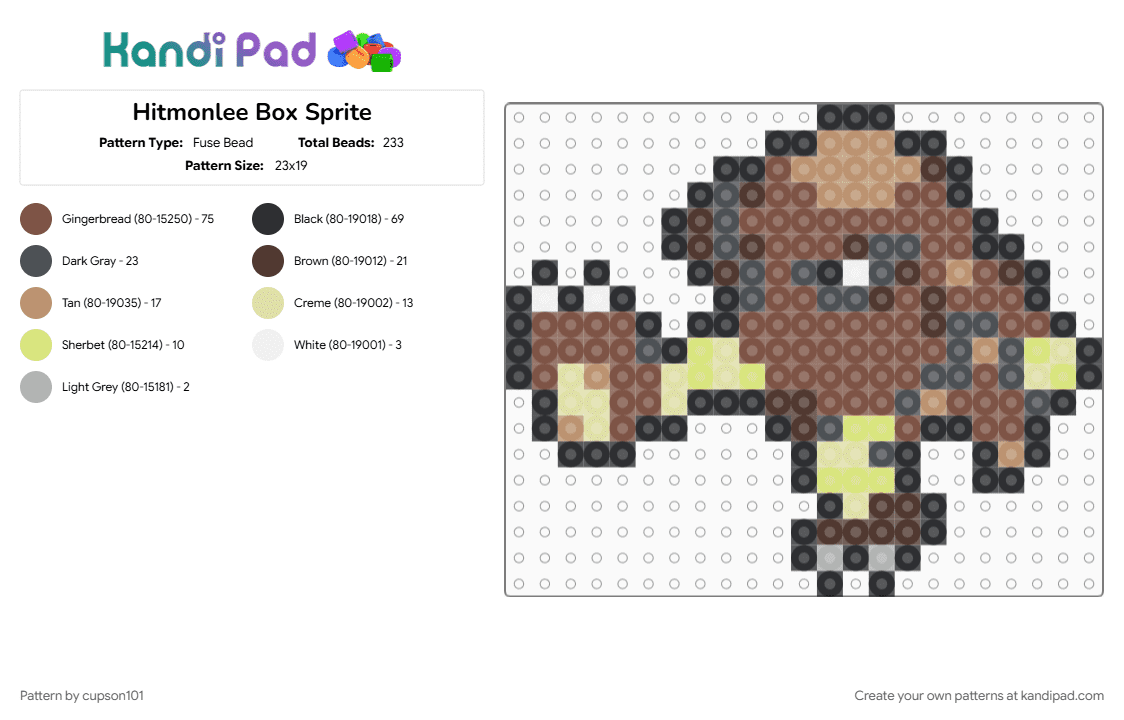 Hitmonlee Box Sprite - Fuse Bead Pattern by cupson101 on Kandi Pad - tan