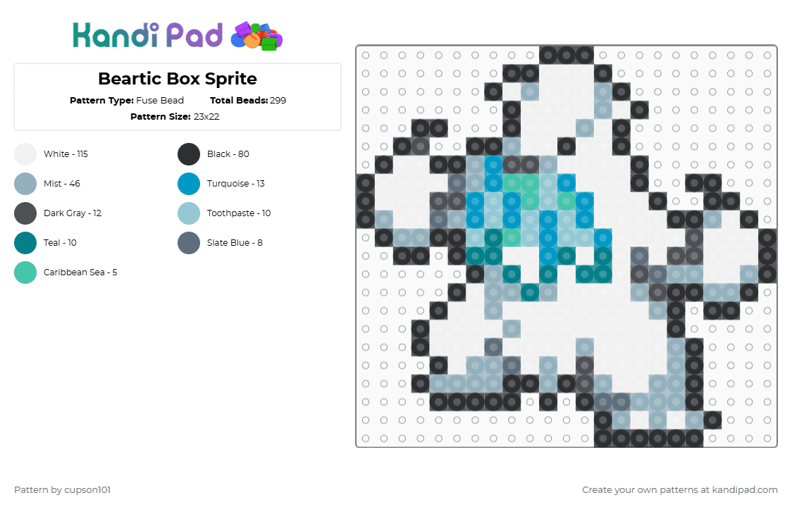 Beartic Box Sprite - Fuse Bead Pattern by cupson101 on Kandi Pad - 