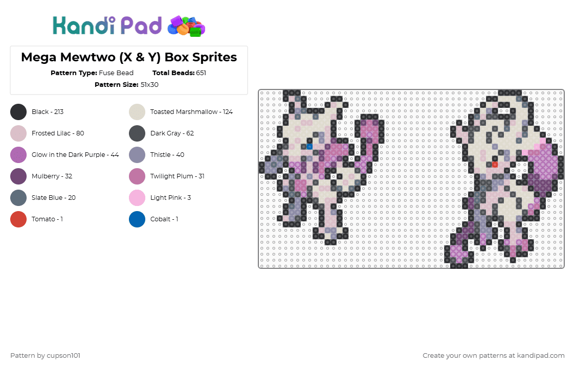 Mega Mewtwo (X & Y) Box Sprites - Fuse Bead Pattern by cupson101 on Kandi Pad - gray,beige,pink