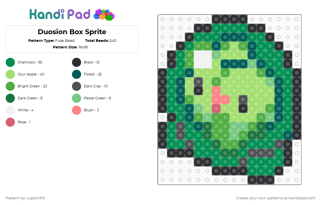 Duosion Box Sprite Fuse Bead Pattern - Kandi Pad | Kandi Patterns, Fuse ...