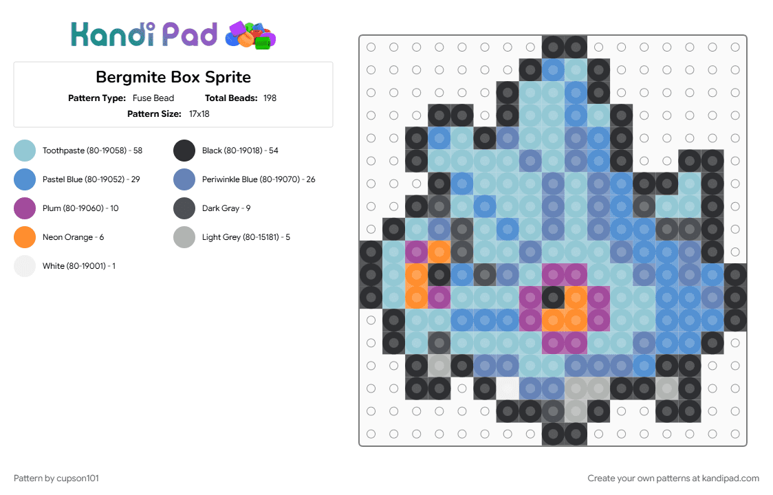 Bergmite Box Sprite - Fuse Bead Pattern by cupson101 on Kandi Pad - blue, light blue