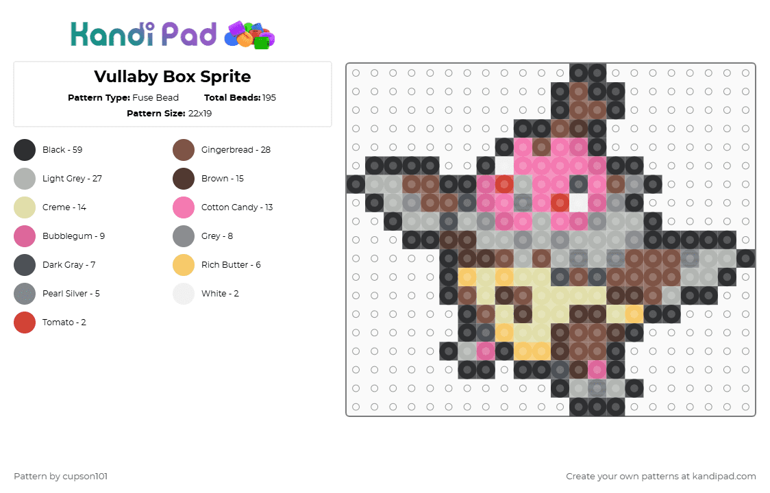 Vullaby Box Sprite - Fuse Bead Pattern by cupson101 on Kandi Pad - beige,yellow,colorful