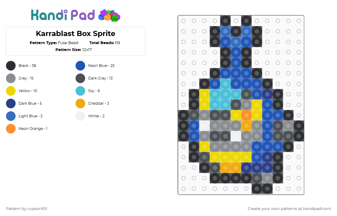 Karrablast Box Sprite - Fuse Bead Pattern by cupson101 on Kandi Pad - gray,blue