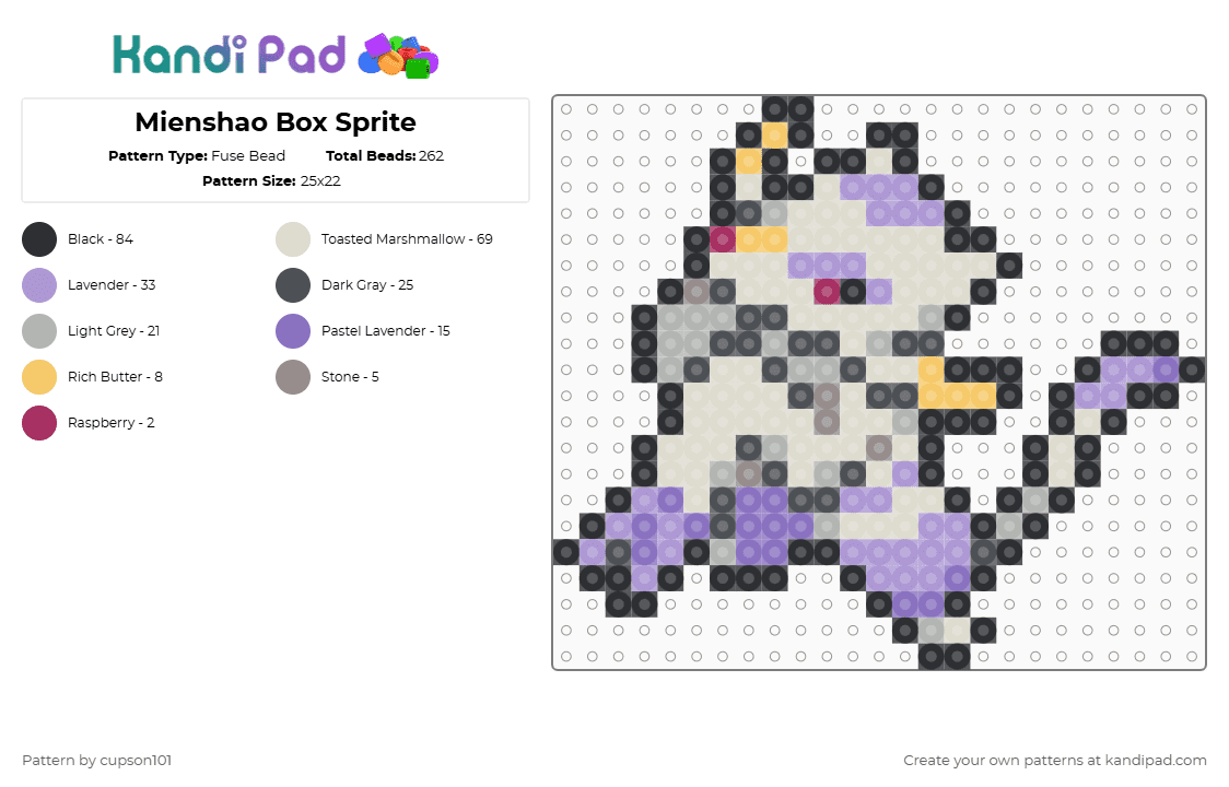 Mienshao Box Sprite - Fuse Bead Pattern by cupson101 on Kandi Pad - pink,beige