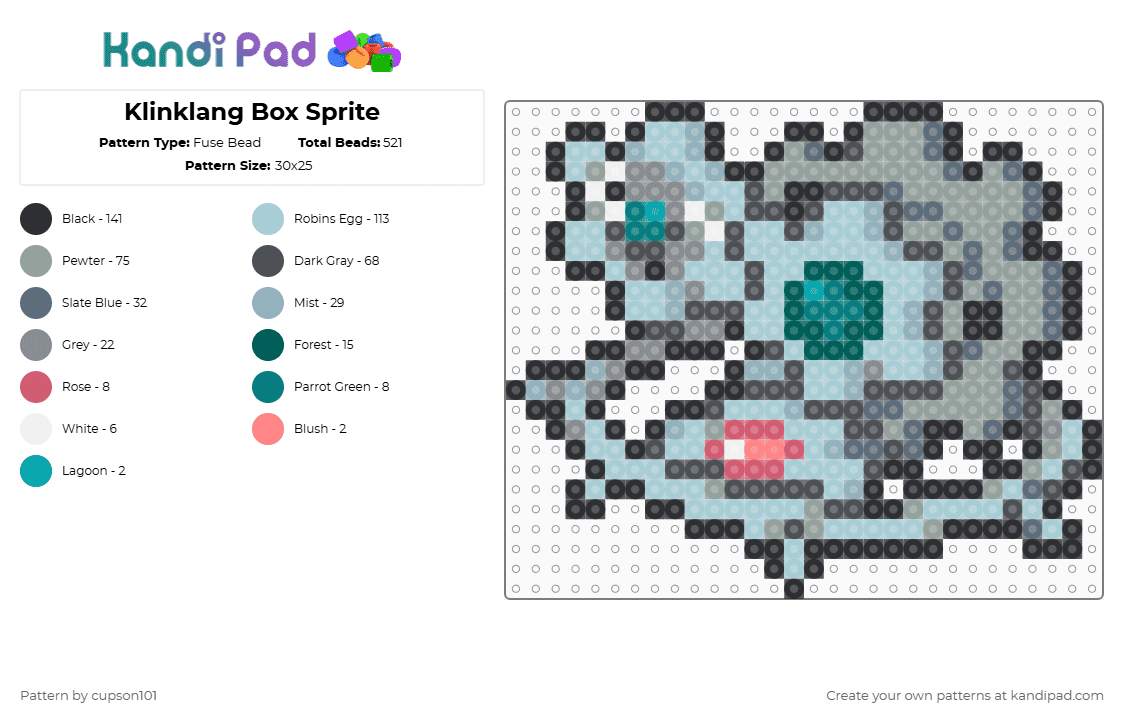 Klinklang Box Sprite - Fuse Bead Pattern by cupson101 on Kandi Pad - 