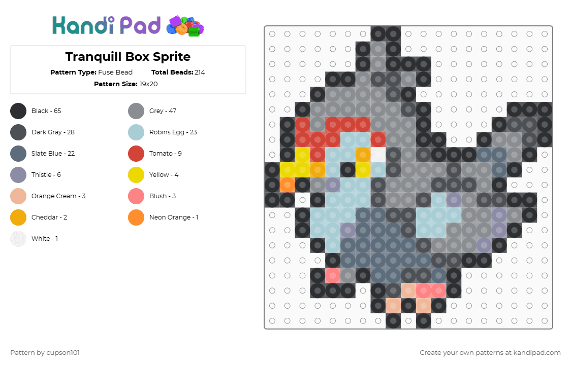 Tranquill Box Sprite - Fuse Bead Pattern by cupson101 on Kandi Pad - gray,light blue