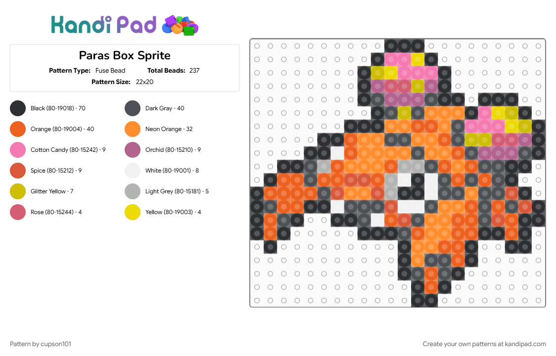 Paras Box Sprite - Fuse Bead Pattern by cupson101 on Kandi Pad - gray, orange