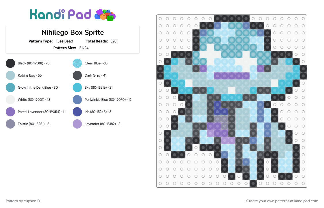 Nihilego Box Sprite - Fuse Bead Pattern by cupson101 on Kandi Pad - cotdoceancreatures, light blue