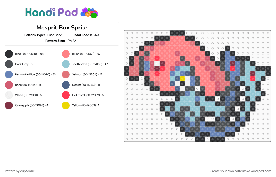 Mesprit Box Sprite - Fuse Bead Pattern by cupson101 on Kandi Pad - blue, gray, light blue, red