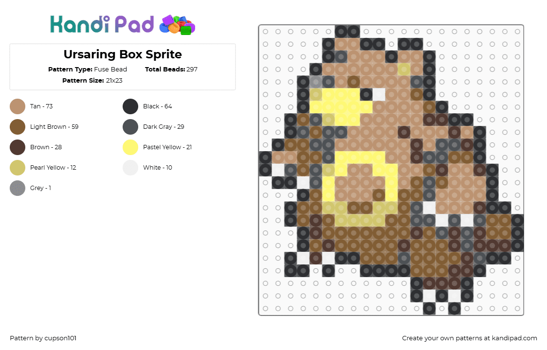 Ursaring Box Sprite - Fuse Bead Pattern by cupson101 on Kandi Pad - tan,beige