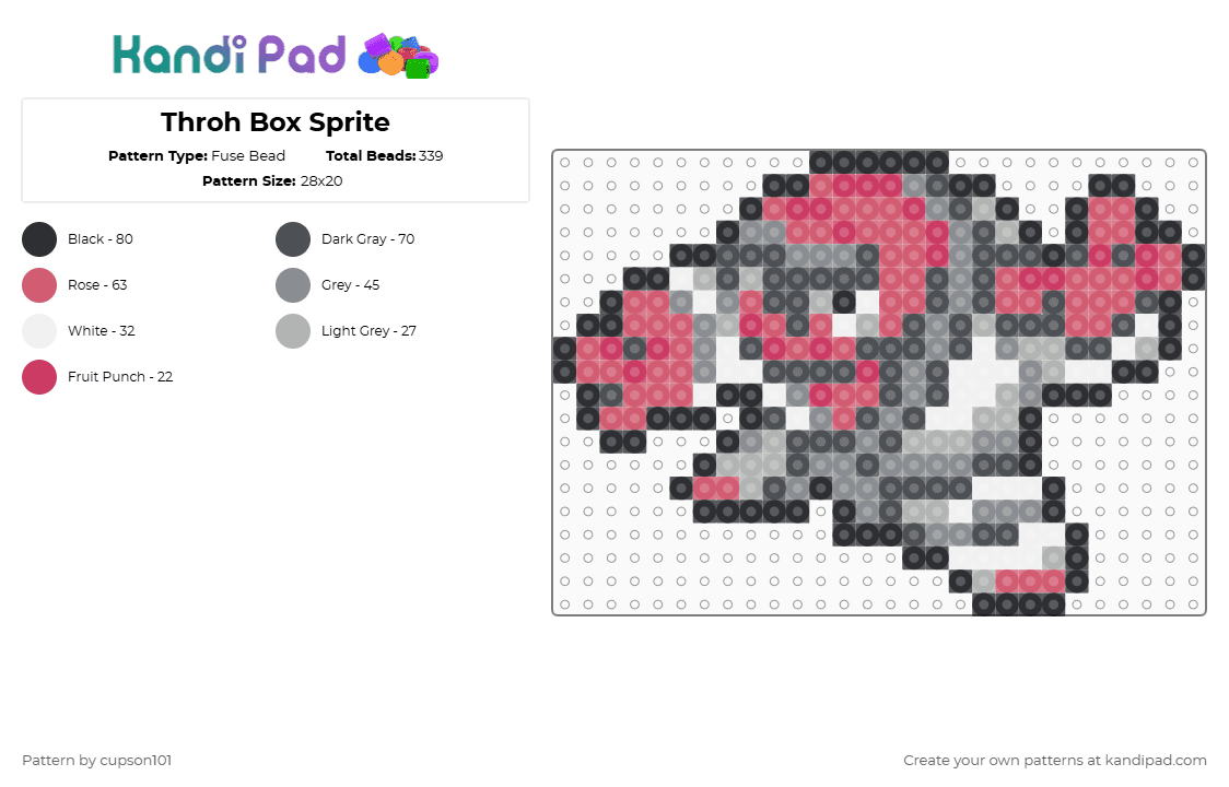 Throh Box Sprite - Fuse Bead Pattern by cupson101 on Kandi Pad - gray,red