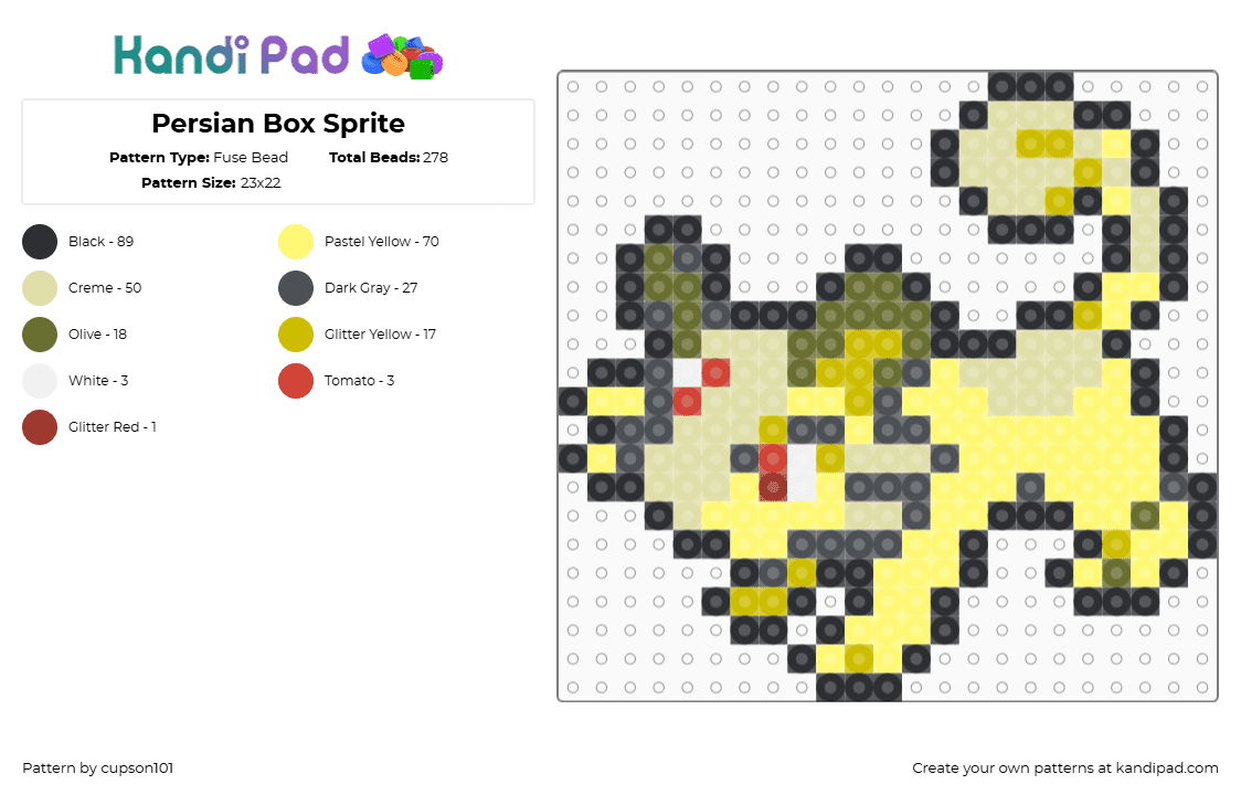 Persian Box Sprite - Fuse Bead Pattern by cupson101 on Kandi Pad - 