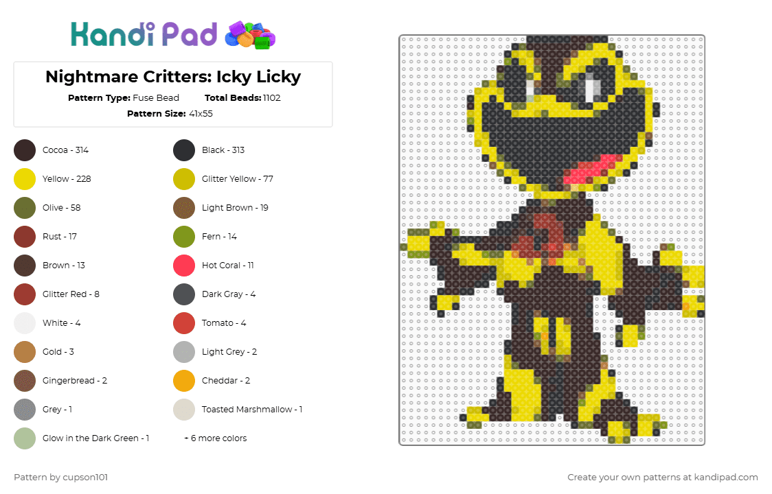 Nightmare Critters: Icky Licky - Fuse Bead Pattern by cupson101 on Kandi Pad - 