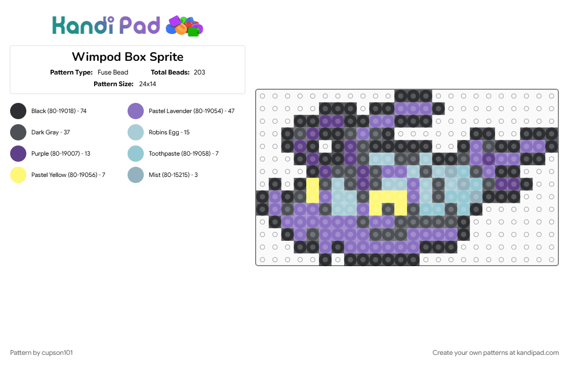 Wimpod Box Sprite - Fuse Bead Pattern by cupson101 on Kandi Pad - blue, gray, light blue