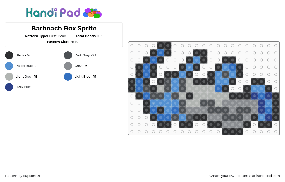 Barboach Box Sprite - Fuse Bead Pattern by cupson101 on Kandi Pad - gray