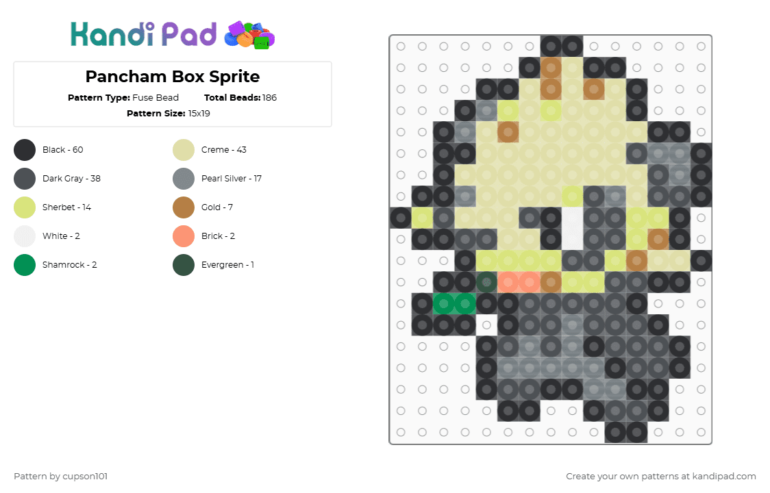 Pancham Box Sprite - Fuse Bead Pattern by cupson101 on Kandi Pad - gray,yellow