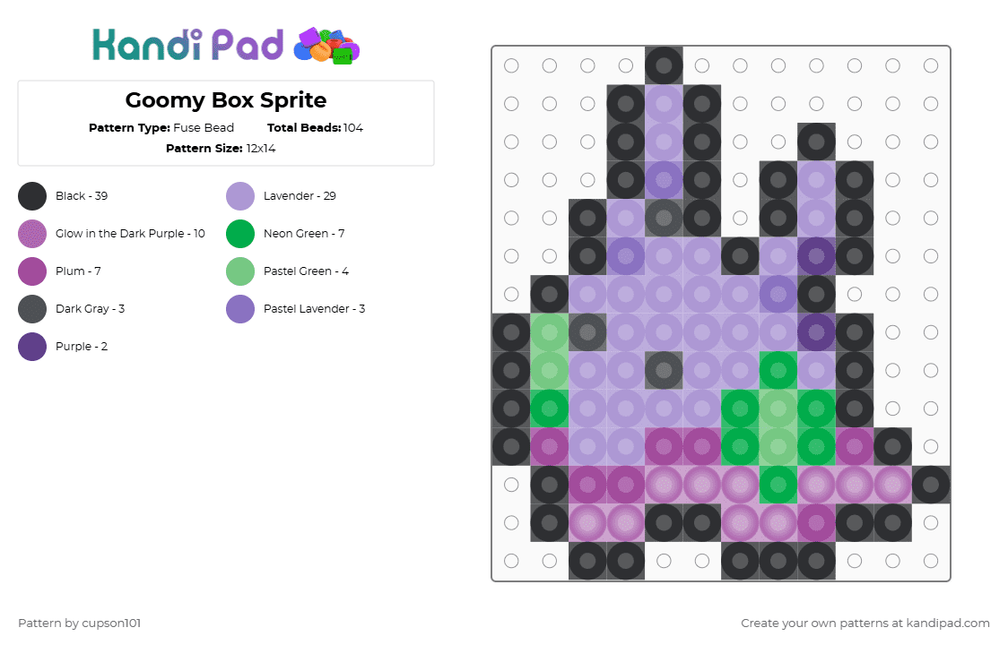 Goomy Box Sprite - Fuse Bead Pattern by cupson101 on Kandi Pad - pink