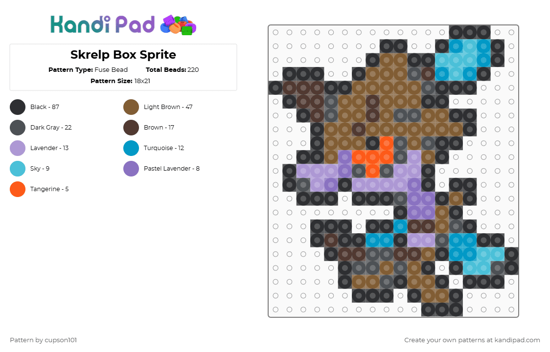 Skrelp Box Sprite - Fuse Bead Pattern by cupson101 on Kandi Pad - gray,light blue,tan
