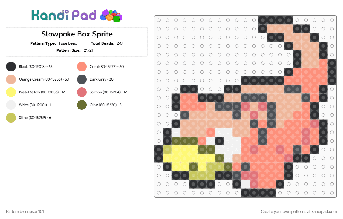 Slowpoke Box Sprite - Fuse Bead Pattern by cupson101 on Kandi Pad - beige, orange